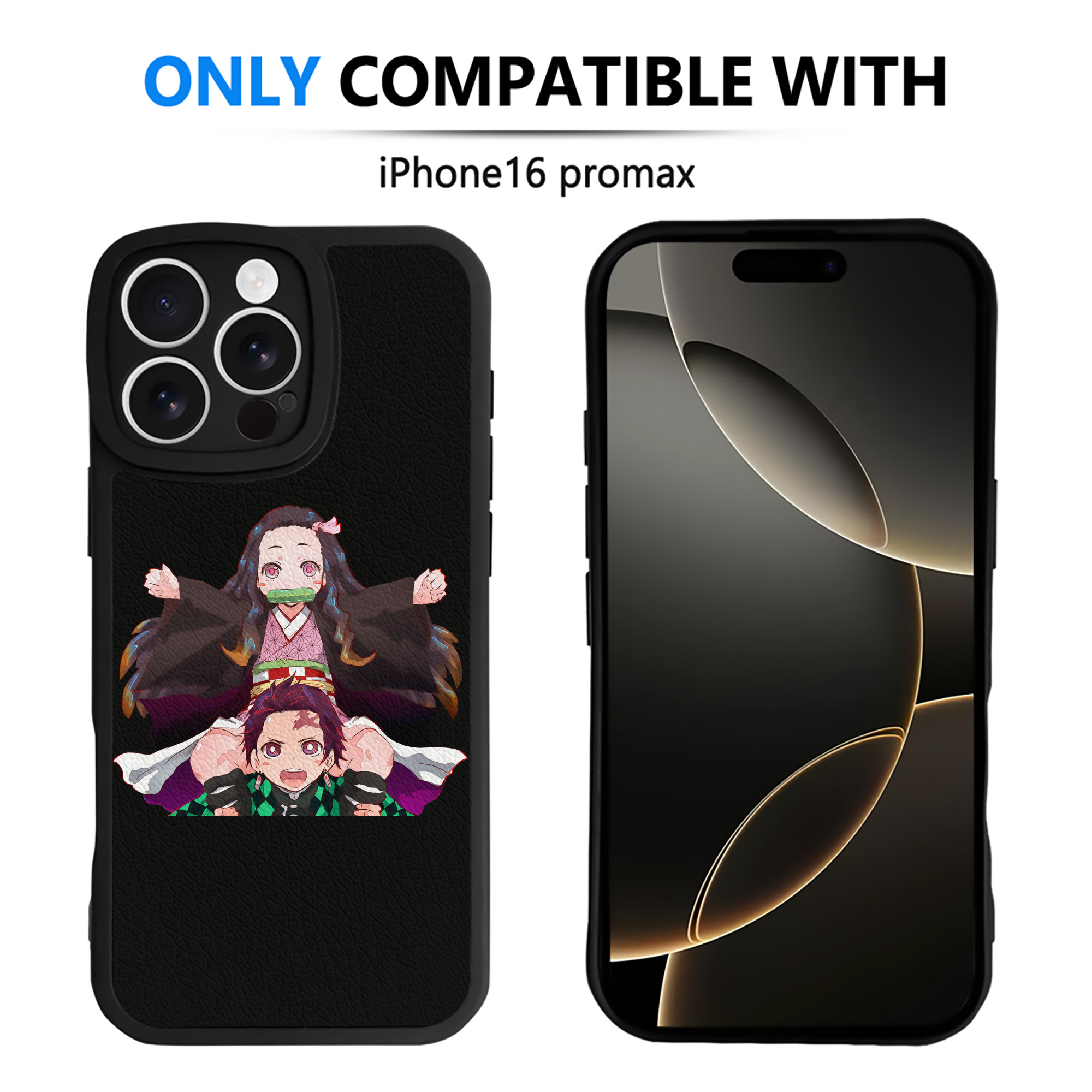 （画像用） 鬼滅の刃（きめつのやいば）竈門 禰󠄀豆子／かまど ねずこ Kamado Nezuko 【iPhone 16シリーズ対応】シリコンスマホケース（レザー調） 材質：シリコン